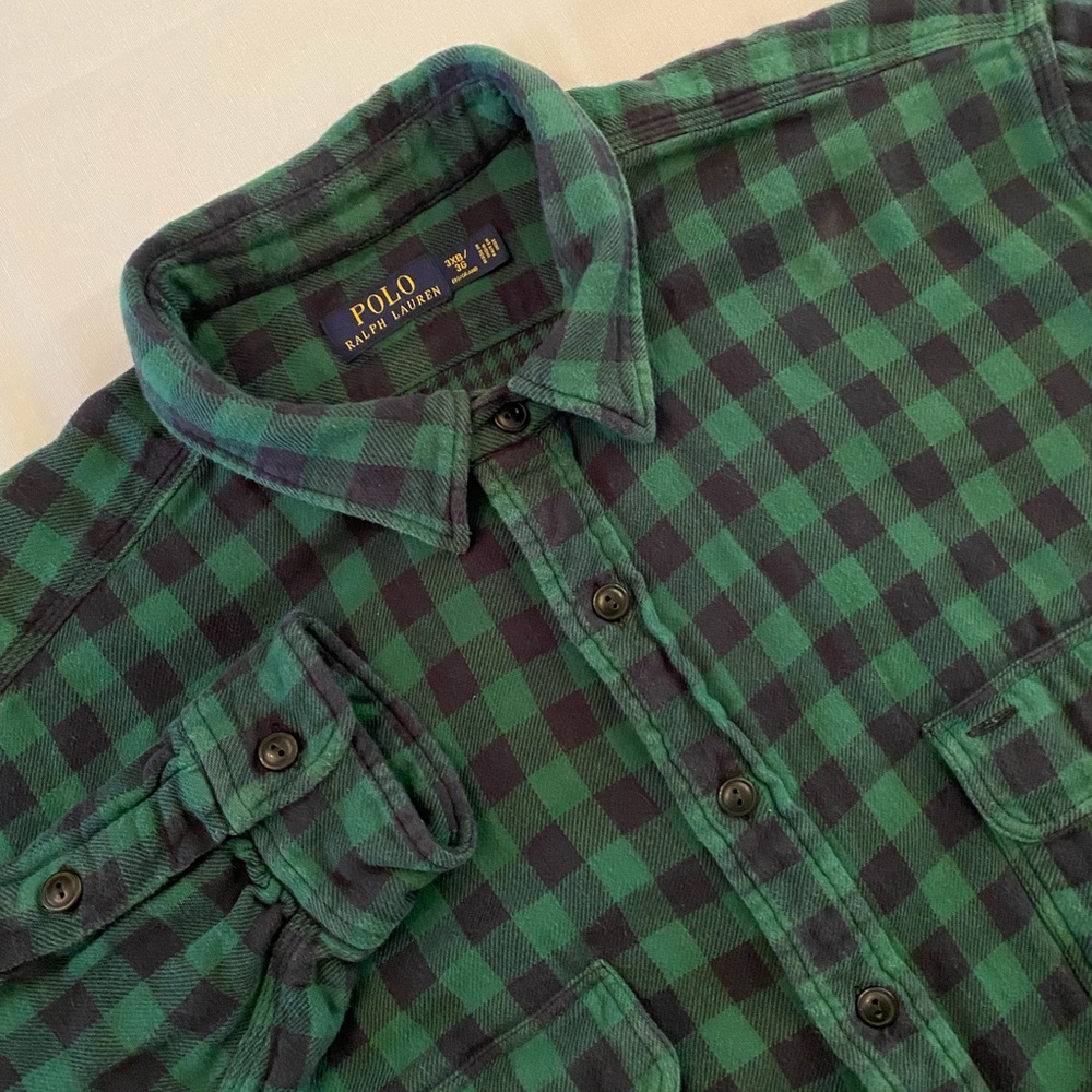 Polo Ralph Lauren Men’s 3XB  Big Grand Heavyweight Blue Green Plaid Flannel